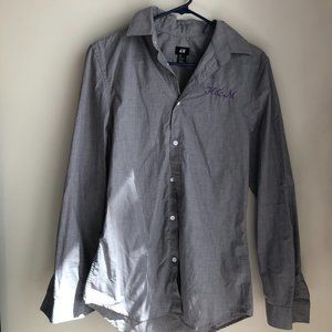 Custom H&M Grey Button Up Shirt Size S